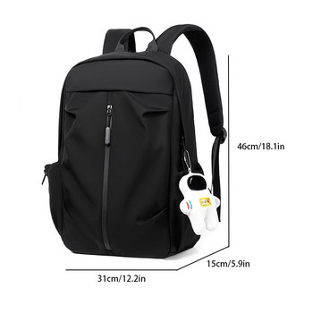 1 14-инчова ученическа чанта с голям капацитет за свободното време Спортна проста мъжка и дамска универсална компютърна раница с висулка