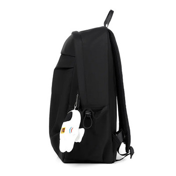 1 14-инчова ученическа чанта с голям капацитет за свободното време Спортна проста мъжка и дамска универсална компютърна раница с висулка
