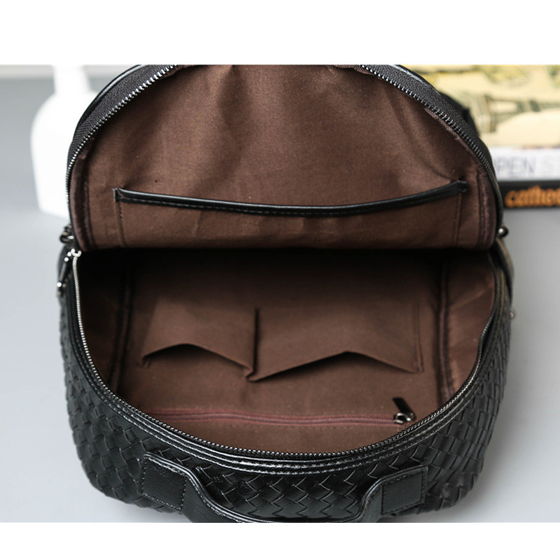 Ανδρικό σακίδιο πλάτης Casual Weave 2022 Μασίφ μαύρο δερμάτινο σχολικό μοδάτο πλεκτό σακίδιο πλάτης Γυναικεία ανδρικά σακίδια πλάτης Πακέτο τσάντα για φορητό υπολογιστή υπολογιστή