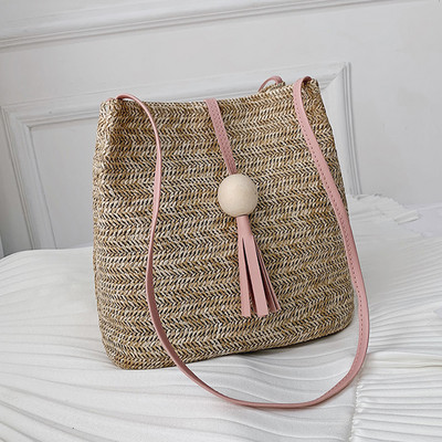 Ψάθινες τσάντες κουβά για γυναίκες 2023 Τσάντες ώμου Casual υφασμένες τσάντες χιαστί καλοκαιρινές τσάντες παραλίας Rattan Boho Τσάντες μεγάλης χωρητικότητας