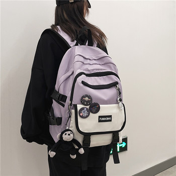 JOYPESSIE Модна мъжка черна раница за лаптоп Mochila Платнена чанта за момичета Ученическа чанта за тийнейджърки с голям капацитет Дамска чанта за пътуване