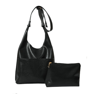 Kvaliteetsed naiste kandekotid 2 tk/komplekt suure mahutavusega ostleja õlakott Puhta värvi lai rihm Pehmest PU-nahast naiste käekotid 2023