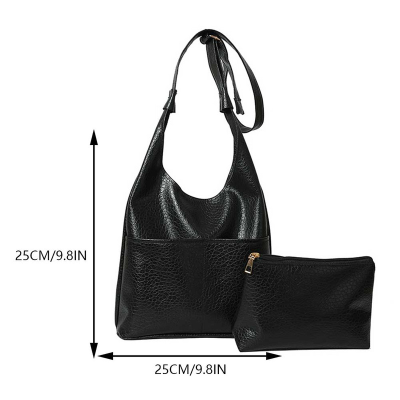 Kvaliteetsed naiste kandekotid 2 tk/komplekt suure mahutavusega ostleja õlakott Puhta värvi lai rihm Pehmest PU-nahast naiste käekotid 2023