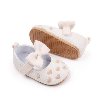 BeQeuewll KIDSUN Бебешки обувки Новородено момиченце Принцеса ПУ Обувки за малко дете Bow Decor Гумена подметка Противохлъзгащи обувки First Walker 0-18M