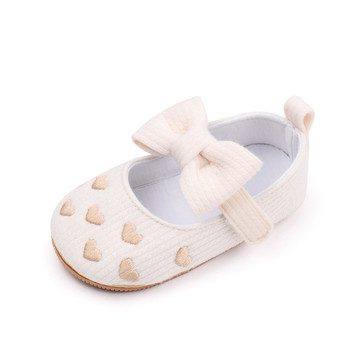 BeQeuewll KIDSUN Βρεφικά παπούτσια για νεογέννητο κορίτσι Princess PU Παπούτσια για νήπια Διακόσμηση φιόγκου Αντιολισθητική σόλα από καουτσούκ First Walker Shoes 0-18M