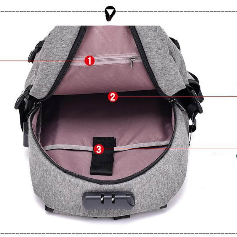 Σακίδιο φορητού υπολογιστή USB φόρτισης Πολυλειτουργικό επαγγελματικό σακίδιο Camping Travel Αδιάβροχο σακίδιο πλάτης