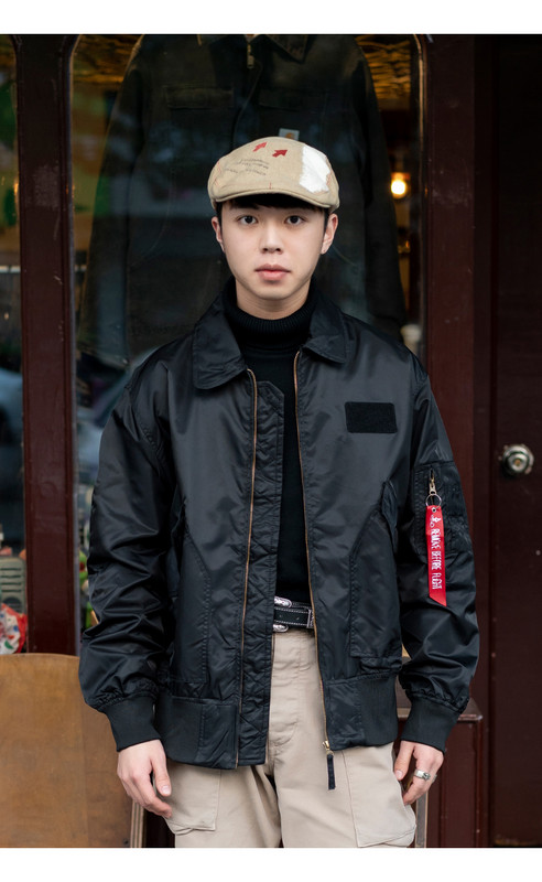 Νέο CWU/45P Man Bomber Varsity Μοτοσικλέτα Military Army Windbreaker Αδιάβροχο αντιανεμικό Letterman Pilot Flight Streetwear Μαύρο