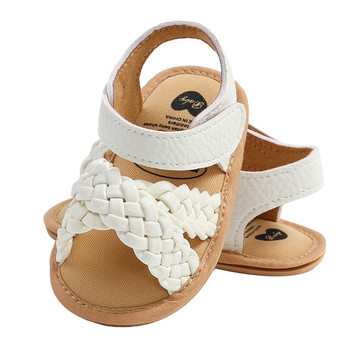 Плетени сандали за бебета и момичета Едноцветни летни обувки с отворени пръсти с мека подметка за прохождане Новородено бебе