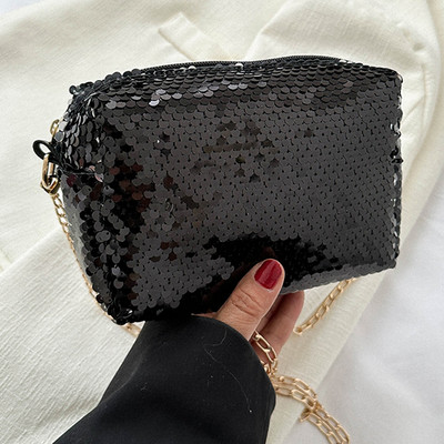 Σύνθετη τσάντα ώμου γυαλιστερή παγιέτα μεγάλης χωρητικότητας Μαξιλάρι χιαστί γυναικεία τσάντα ανθεκτική στις γρατσουνιές με φερμουάρ Fashion Lady Party