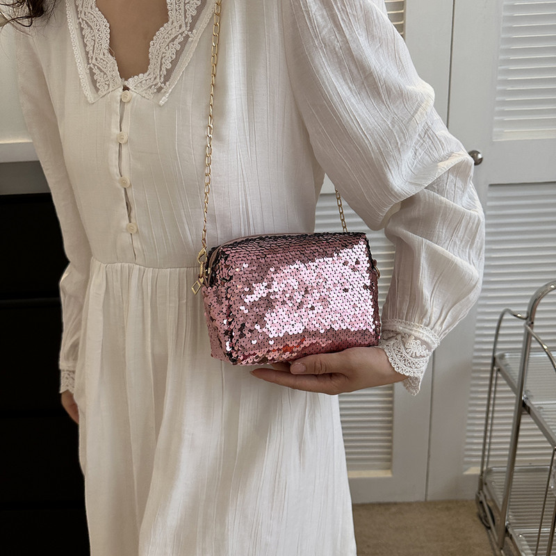 Σύνθετη τσάντα ώμου γυαλιστερή παγιέτα μεγάλης χωρητικότητας Μαξιλάρι χιαστί γυναικεία τσάντα ανθεκτική στις γρατσουνιές με φερμουάρ Fashion Lady Party