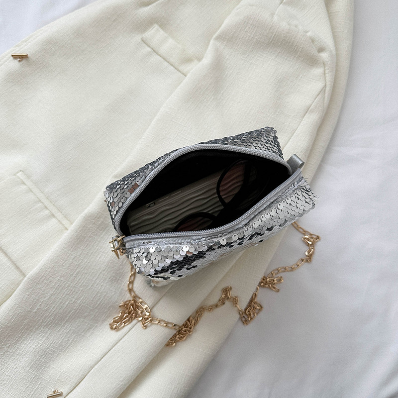 Σύνθετη τσάντα ώμου γυαλιστερή παγιέτα μεγάλης χωρητικότητας Μαξιλάρι χιαστί γυναικεία τσάντα ανθεκτική στις γρατσουνιές με φερμουάρ Fashion Lady Party