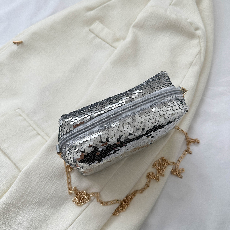 Σύνθετη τσάντα ώμου γυαλιστερή παγιέτα μεγάλης χωρητικότητας Μαξιλάρι χιαστί γυναικεία τσάντα ανθεκτική στις γρατσουνιές με φερμουάρ Fashion Lady Party