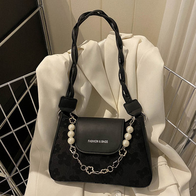 Γυναικεία Μόδα Τσάντα ώμου Διακοσμητική αλυσίδα με μαργαριτάρια Τσάντα Messenger Τσάντα υφή λουλουδιών Τσάντα χιαστί για ταξιδιωτικές διακοπές καθημερινά