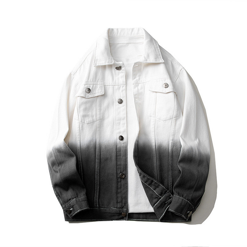 Πανωφόρι για Ανδρικά Τζιν Παλτό Άνοιξη Φθινόπωρο Ελεύθερο Χρώμα ντεγκραντέ Ζεστό παλτό Ανδρικό αντιανεμικό ανδρικό τζιν μπουφάν Κορυφαίο κορεατικό στυλ