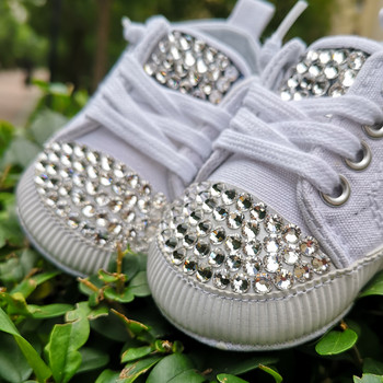 QYFLYXUE Ръчно изработени перлени диамантени бебешки обувки за новородена принцеса момиче, малко дете, момче, меки памучни панталони, ежедневни маратонки за парти за момиче
