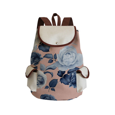 Σακίδιο πλάτης υψηλής ποιότητας από καμβά γυναικείο σακίδιο πλάτης Floral σχολικά σακίδια πλάτης για έφηβες κορίτσια για φορητό υπολογιστή Μπλε ​Σχολική τσάντα Χονδρική