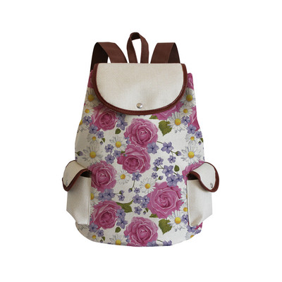 Σακίδιο πλάτης υψηλής ποιότητας από καμβά γυναικείο σακίδιο πλάτης Floral σχολικά σακίδια πλάτης για έφηβες κορίτσια για φορητό υπολογιστή Μπλε ​Σχολική τσάντα Χονδρική