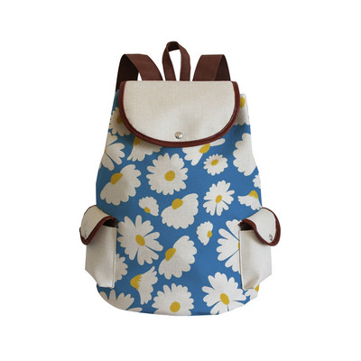 Σακίδιο πλάτης υψηλής ποιότητας από καμβά γυναικείο σακίδιο πλάτης Floral σχολικά σακίδια πλάτης για έφηβες κορίτσια για φορητό υπολογιστή Μπλε ​Σχολική τσάντα Χονδρική