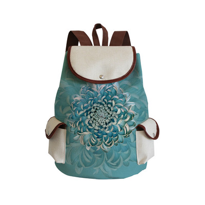 Σακίδιο πλάτης υψηλής ποιότητας από καμβά γυναικείο σακίδιο πλάτης Floral σχολικά σακίδια πλάτης για έφηβες κορίτσια για φορητό υπολογιστή Μπλε ​Σχολική τσάντα Χονδρική