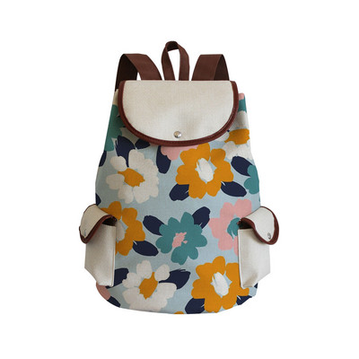 Σακίδιο πλάτης υψηλής ποιότητας από καμβά γυναικείο σακίδιο πλάτης Floral σχολικά σακίδια πλάτης για έφηβες κορίτσια για φορητό υπολογιστή Μπλε ​Σχολική τσάντα Χονδρική
