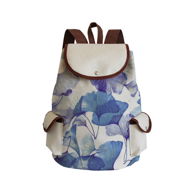Σακίδιο πλάτης υψηλής ποιότητας από καμβά γυναικείο σακίδιο πλάτης Floral σχολικά σακίδια πλάτης για έφηβες κορίτσια για φορητό υπολογιστή Μπλε ​Σχολική τσάντα Χονδρική