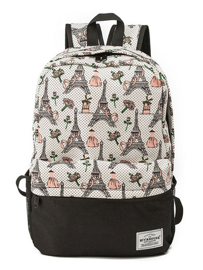 Σακίδιο πλάτης υψηλής ποιότητας από καμβά γυναικείο σακίδιο πλάτης Floral σχολικά σακίδια πλάτης για έφηβες κορίτσια για φορητό υπολογιστή Μπλε ​Σχολική τσάντα Χονδρική