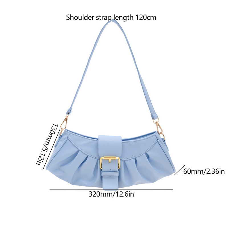 Geantă mică plisată de culoare solidă, de înaltă calitate, din piele PU moale, genți de designer pentru femei, genți de umăr la subrat.