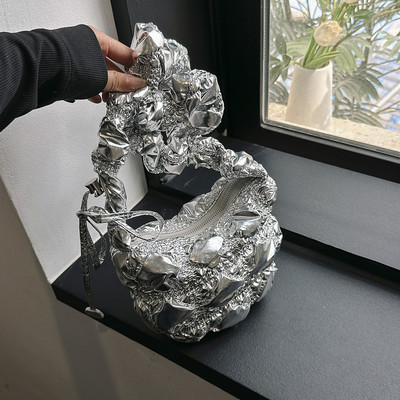 Laser γυαλιστερές καπιτονέ χιαστί τσάντες για γυναίκες Μόδα τσάντες και πορτοφόλια Τσάντες σχεδιαστών Totes Μικρή τσάντα ώμου με πλισέ επένδυση