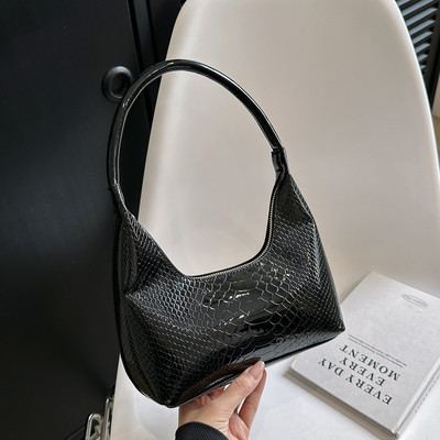 Moodne vintage ussinaha mustriga nahast käekott, ühevärviline retro vabaaja mitmekülgne naiste kandikott Luksuslik naiste õlakott