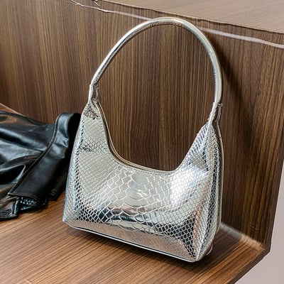 Moodne vintage ussinaha mustriga nahast käekott, ühevärviline retro vabaaja mitmekülgne naiste kandikott Luksuslik naiste õlakott