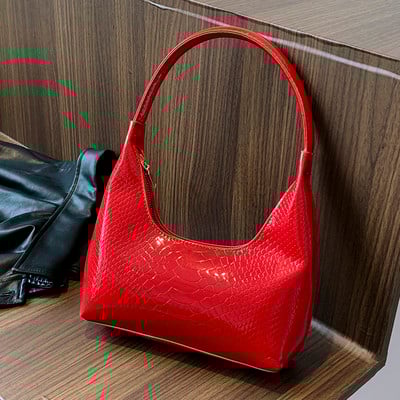 Moodne vintage ussinaha mustriga nahast käekott, ühevärviline retro vabaaja mitmekülgne naiste kandikott Luksuslik naiste õlakott