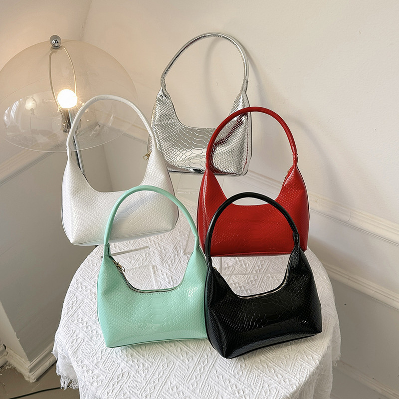 Moodne vintage ussinaha mustriga nahast käekott, ühevärviline retro vabaaja mitmekülgne naiste kandikott Luksuslik naiste õlakott