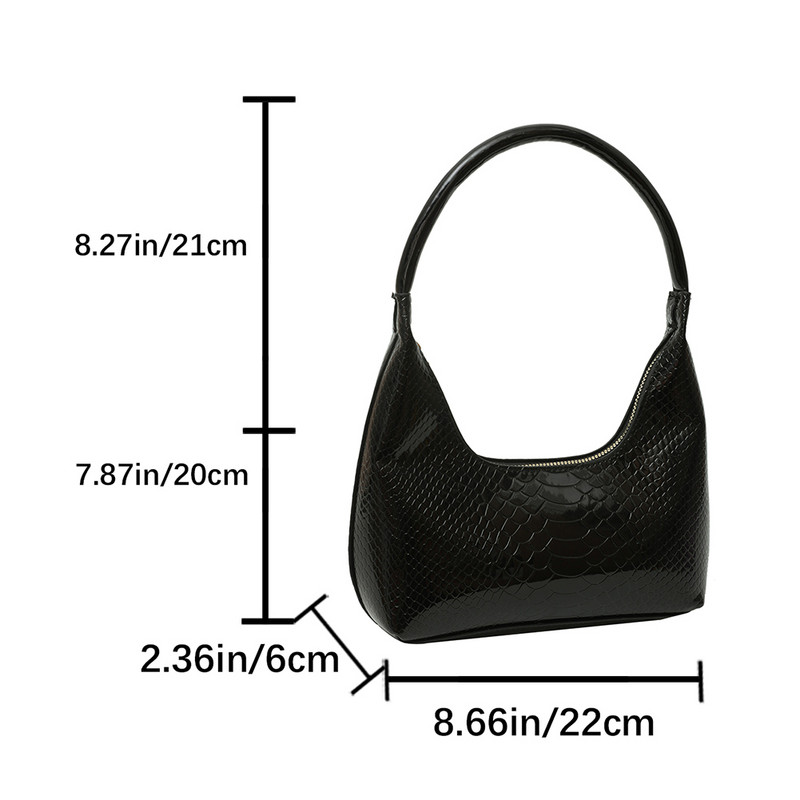 Moodne vintage ussinaha mustriga nahast käekott, ühevärviline retro vabaaja mitmekülgne naiste kandikott Luksuslik naiste õlakott