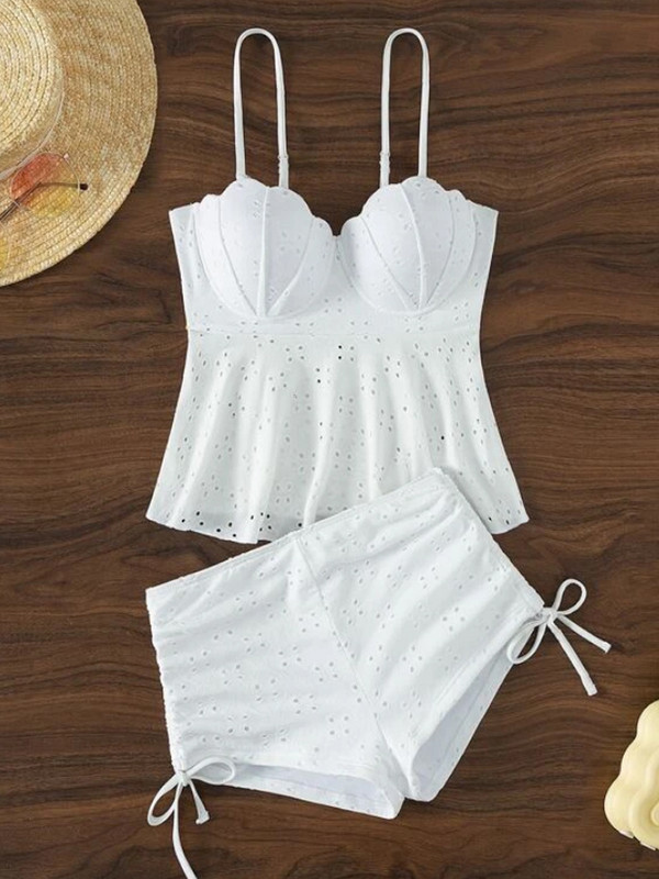 Vigoashely 2023 Set Tankini Push Up Sexy cu bretele Verge Costum de baie pentru femei cu talie înaltă Costum de baie de plajă fără spate
