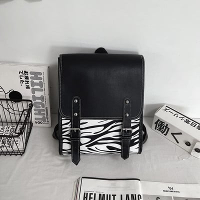 Naiste seljakotid, nahast armas sebra seljakott naistele, valge, must seljakott teismelistele tüdrukutele, reisimood, naine, kott