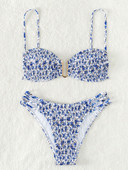 Vigorashely 2023 Seksikas mustriga ribidega Push Up bikiinikomplekt Kõrge lõikega rihmadega naiste ujumistrikoo seljata seotud ujumisriided