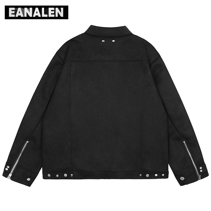 Harajuku Retro Black Mootorrataste võidusõidu koolimeeskonna jakk Meeste lühike talvine Superfunktsionaalne tuulejope tehnoloogia Y2K