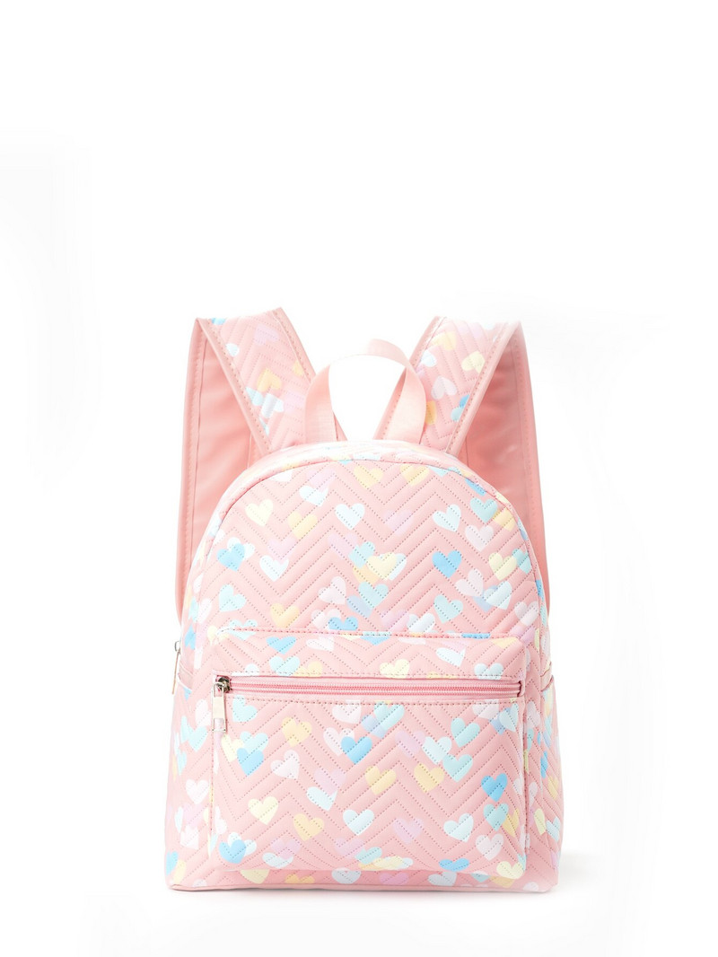 1 bucată fete roz model inimă curea reglabilă cu fermoar pu rucsac clasic rucsac femei
