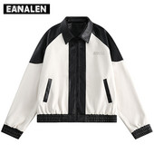 Harajuku Biker Racing Δερμάτινο Μπουφάν Ανδρικό Y2K Winter Punk Rock Ασπρόμαυρο Δερμάτινο Μπουφάν Vintage Πανεπιστημιακό Μπουφάν Γυναικείο