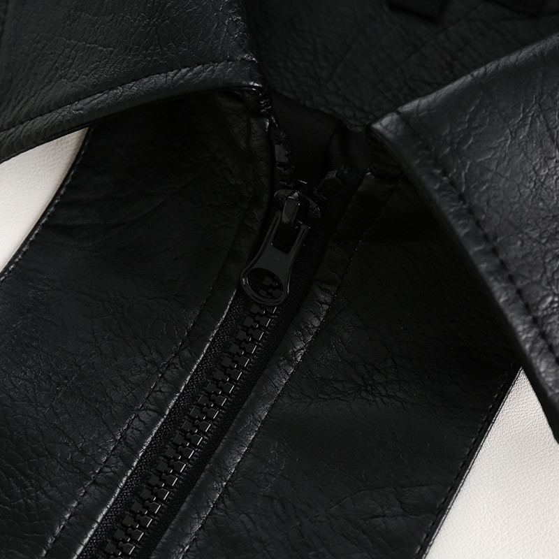 Harajuku Biker Racing Δερμάτινο Μπουφάν Ανδρικό Y2K Winter Punk Rock Ασπρόμαυρο Δερμάτινο Μπουφάν Vintage Πανεπιστημιακό Μπουφάν Γυναικείο