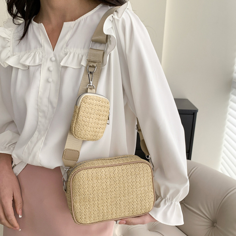 Καλοκαιρινή ψάθινη τσάντα Χειροποίητη γυναικεία τσάντα Καλοκαιρινή μόδα Straw Beach Casual Κομψή τσάντα tote Τσάντα χιαστί Rattan μεγάλης χωρητικότητας