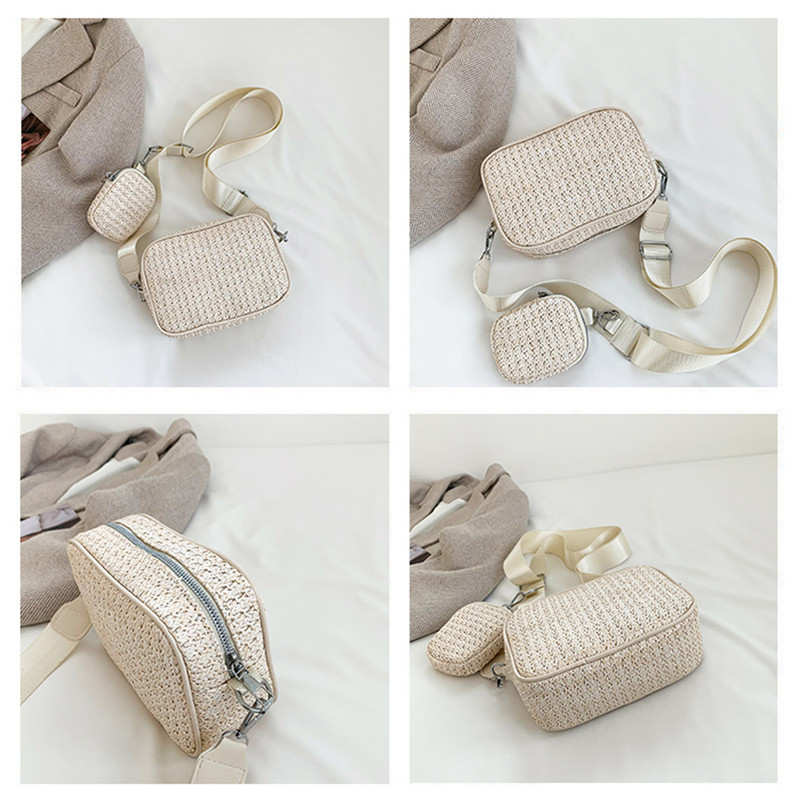 Καλοκαιρινή ψάθινη τσάντα Χειροποίητη γυναικεία τσάντα Καλοκαιρινή μόδα Straw Beach Casual Κομψή τσάντα tote Τσάντα χιαστί Rattan μεγάλης χωρητικότητας