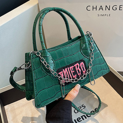 Μόδα γυναικείες τσάντες y2k Πέτρινο σχέδιο Cool τσάντα μασχάλης για κορίτσια Μόδα δερμάτινη γυναικεία μικρές τσάντες ώμου Chain tote πορτοφόλια