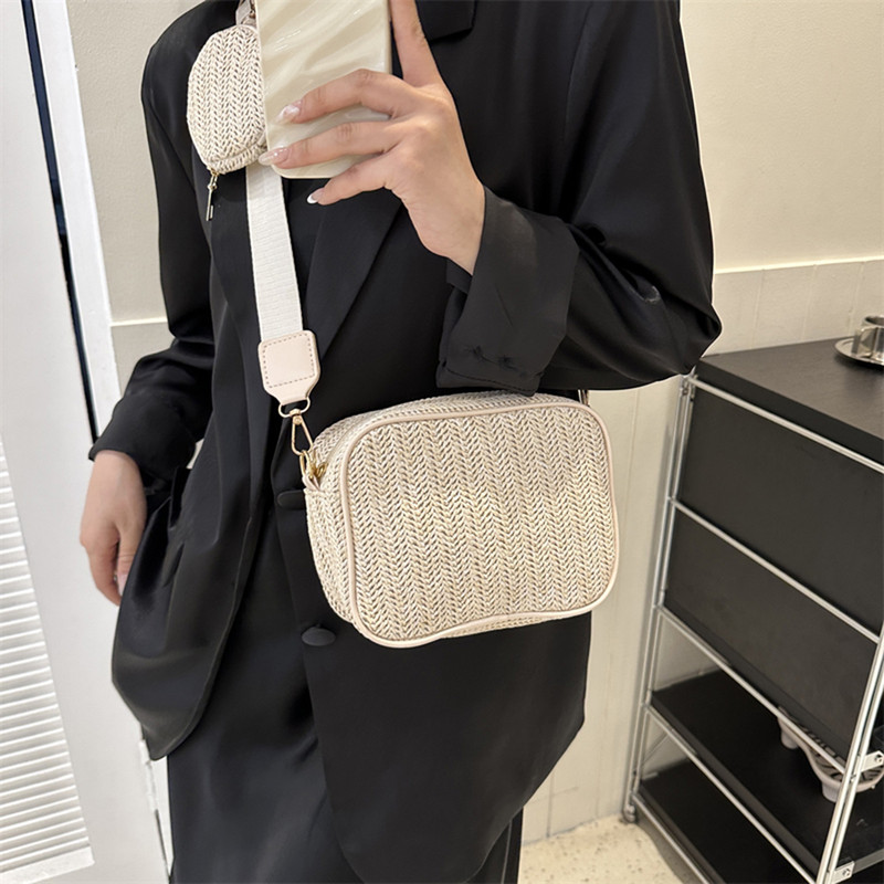 Geantă de umăr din paie de vară pentru femei, frânghie de hârtie din rafie, genți de mână pentru plajă, ocazional, Messenger, poșetă pentru femei