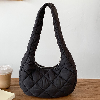 Γυναικεία καπιτονέ τσάντα ώμου Ευέλικτη τσάντα φουσκωμένη μασχάλη Ελαφριά τσάντα μασχάλης με επένδυση Χειμερινή τσάντα αγορών