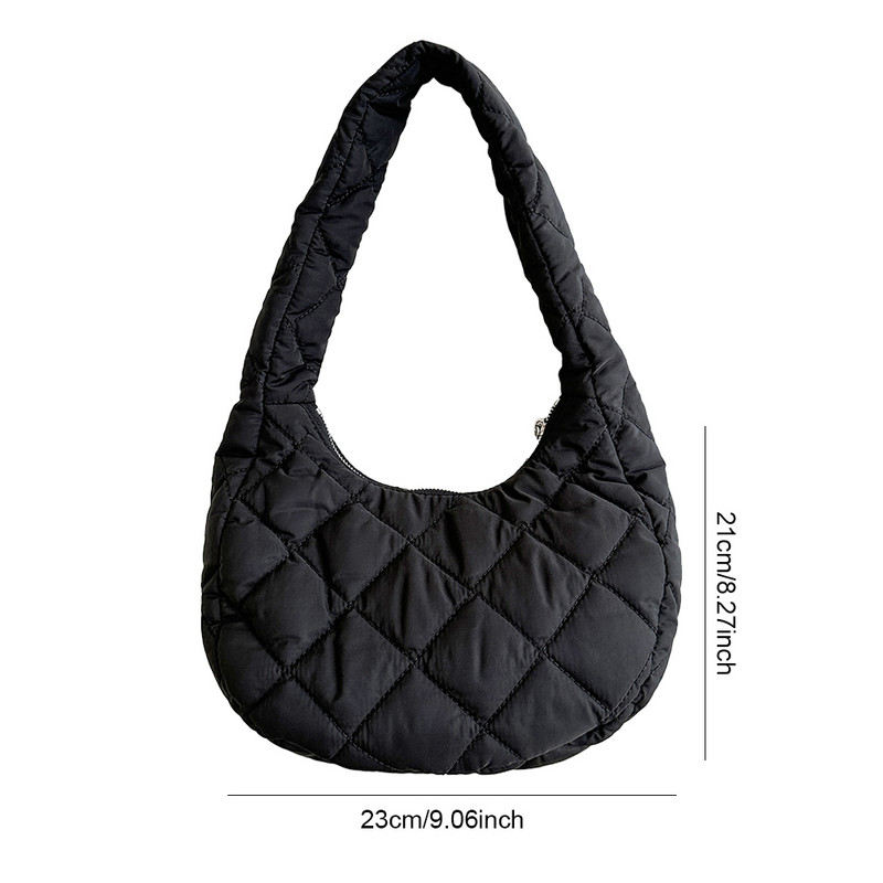 Γυναικεία καπιτονέ τσάντα ώμου Ευέλικτη τσάντα φουσκωμένη μασχάλη Ελαφριά τσάντα μασχάλης με επένδυση Χειμερινή τσάντα αγορών