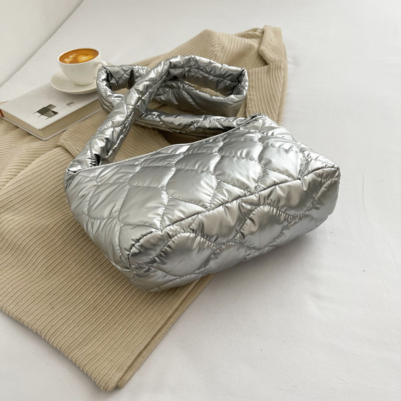 Genți de toamnă iarnă pentru femei, genți de mână cu zăbrele rombice matlasate, portabile, ocazionale, de culoare solidă, pentru cumpărături pentru fete