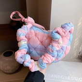 Κομψή καπιτονέ τσάντα αγορών Cloud πλισέ φυσαλίδες τσάντα Messenger casual τσάντα ώμου Μόδα με κορδόνι αφράτη τσάντα commute