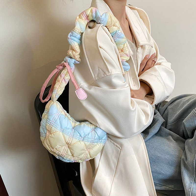 Κομψή καπιτονέ τσάντα αγορών Cloud πλισέ φυσαλίδες τσάντα Messenger casual τσάντα ώμου Μόδα με κορδόνι αφράτη τσάντα commute