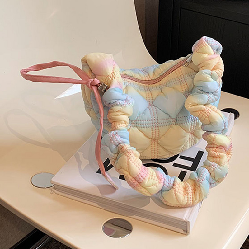 Κομψή καπιτονέ τσάντα αγορών Cloud πλισέ φυσαλίδες τσάντα Messenger casual τσάντα ώμου Μόδα με κορδόνι αφράτη τσάντα commute